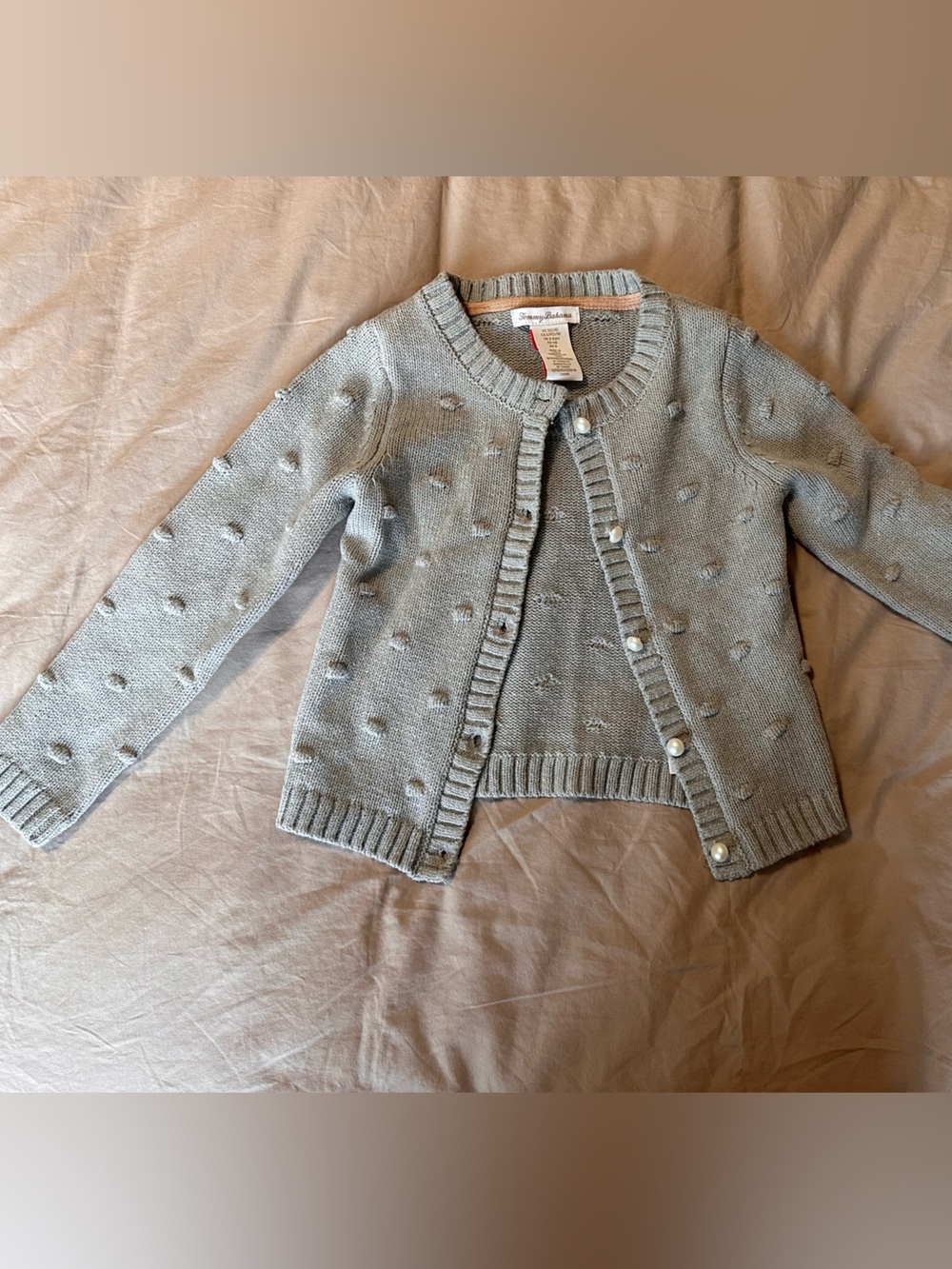 Tommy Bahama Light Gray Dot Knit Cardigan with Pearl Buttons